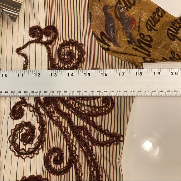 SAVE THE QUEEN Top M ITALY Appliqué-Peacock-Ruffle-Glitter Graphic Mixed-Media - Picture 14 of 16